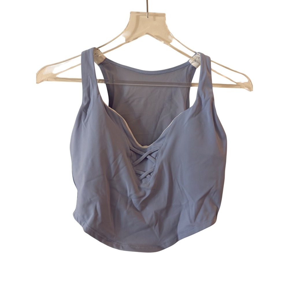 Halara Womens light Blue Lace Up Mesh Racerback Athletic Tank‎ Top small NWT